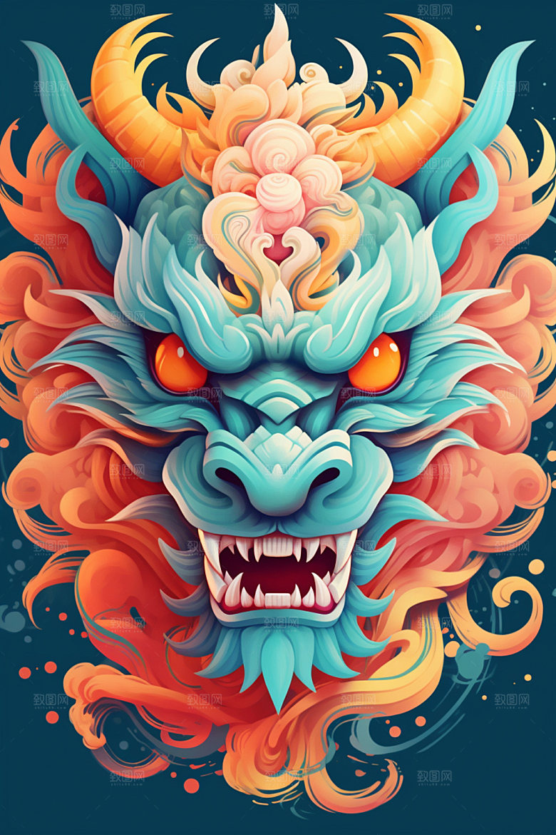 立体龙头生肖龙龙年效果图