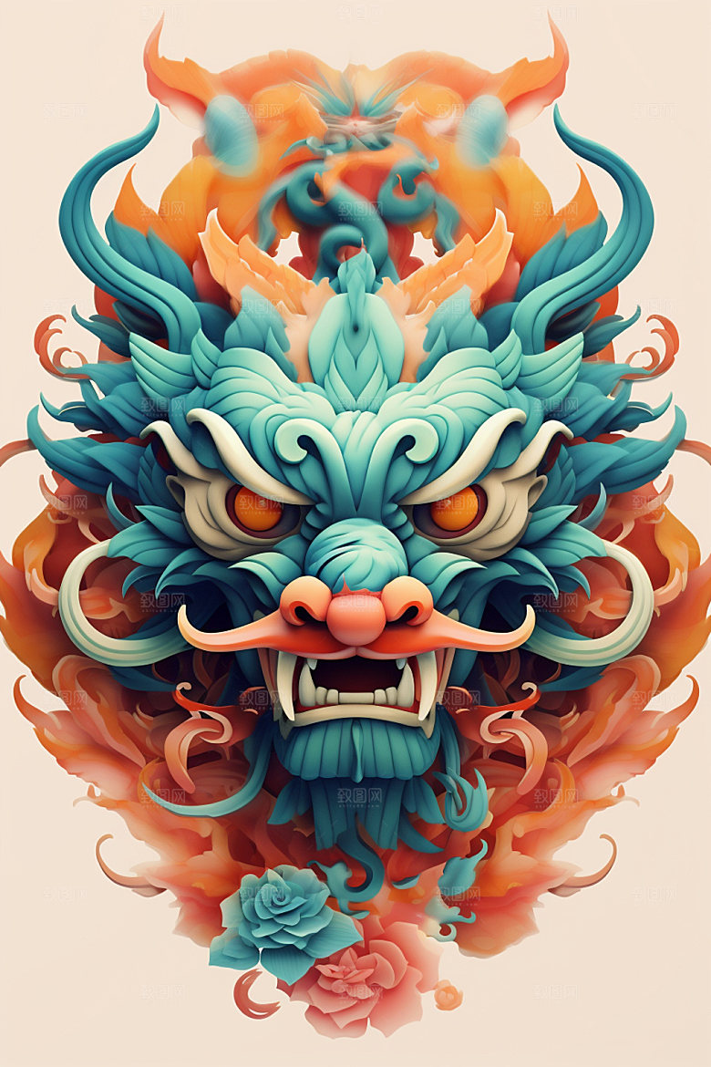 立体龙头3D新年效果图