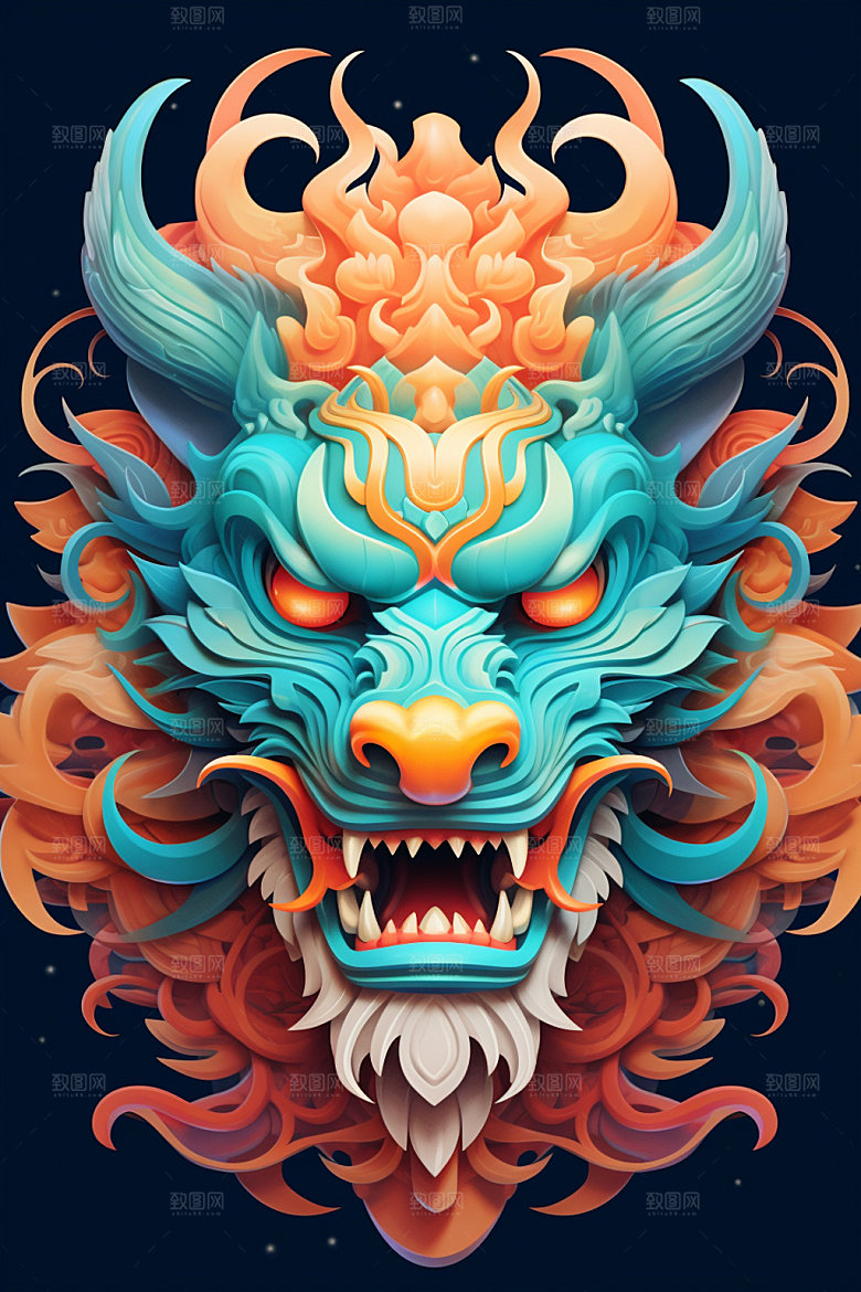 立体龙头3D十二生肖效果图