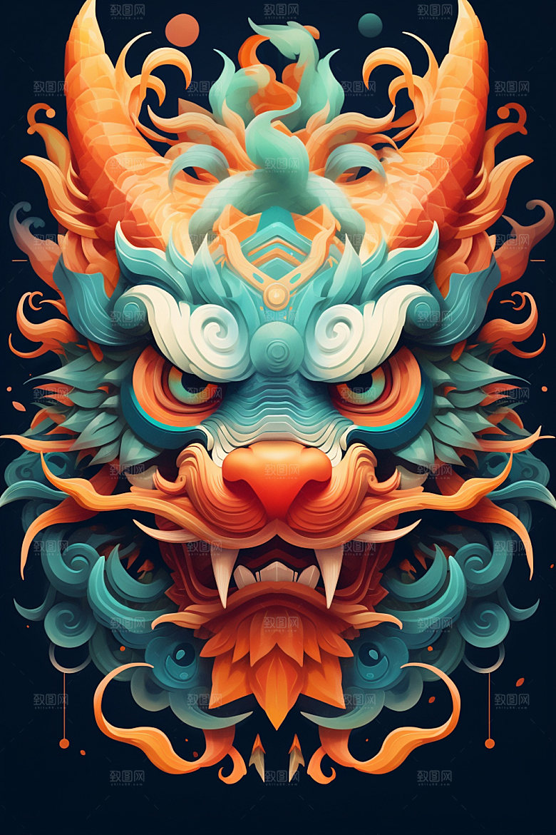 立体龙头3D春节效果图