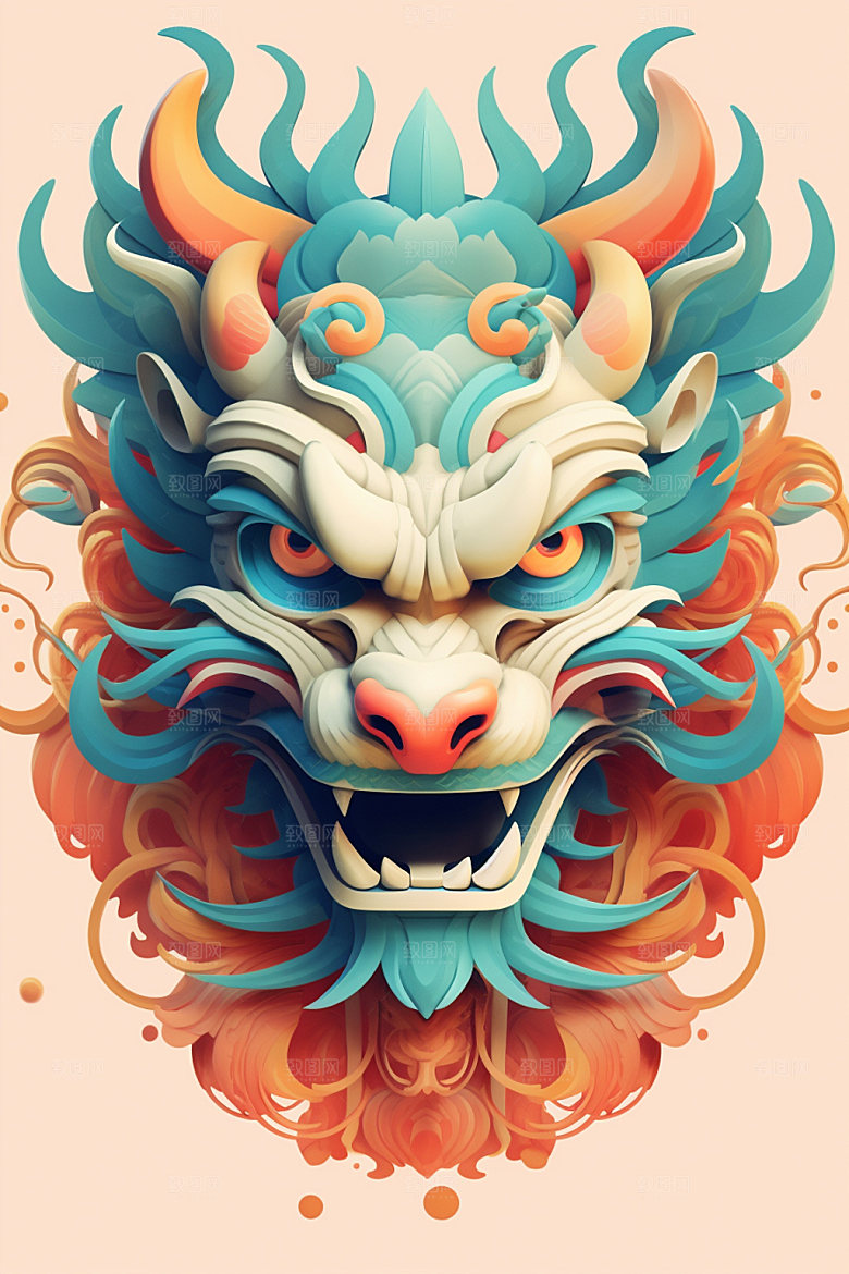 立体龙头3D龙年效果图