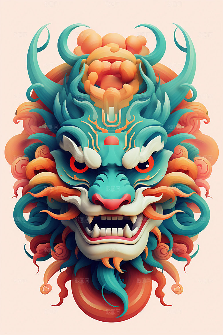 立体龙头生肖龙新年效果图