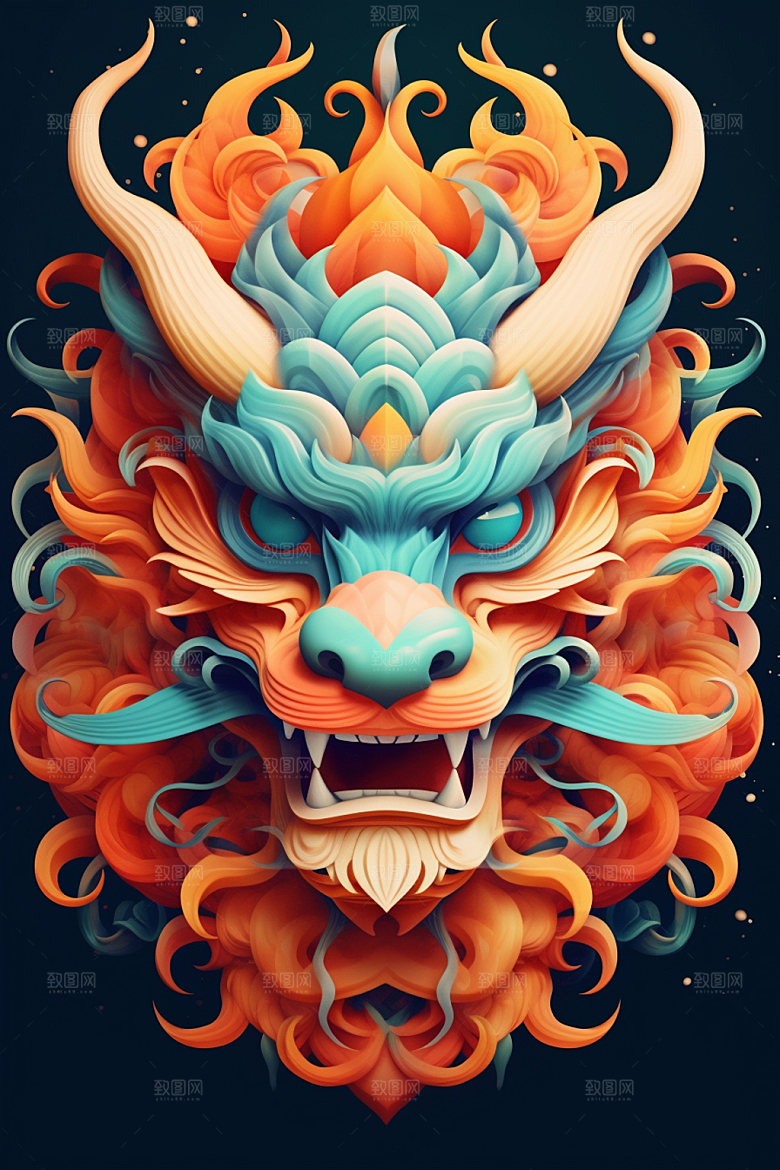 立体龙头春节龙年效果图