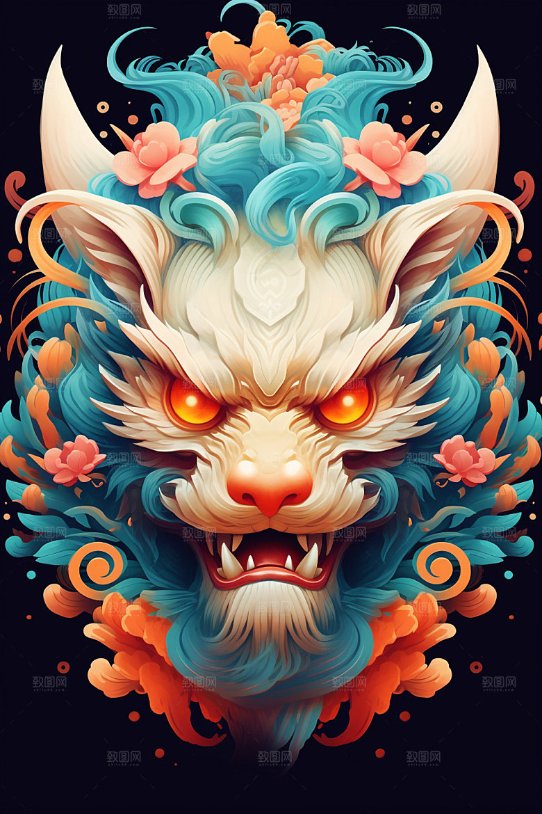 立体龙头十二生肖新年效果图