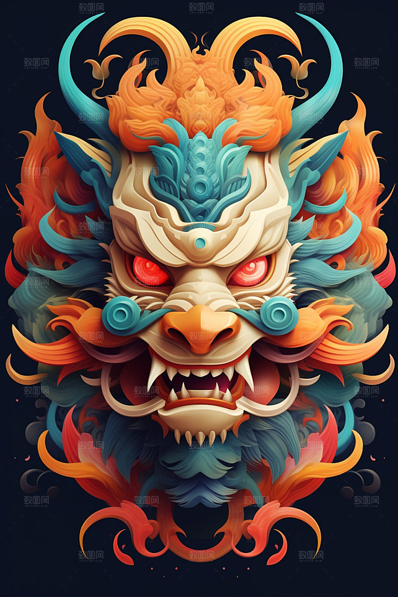 立体龙头3D龙年效果图