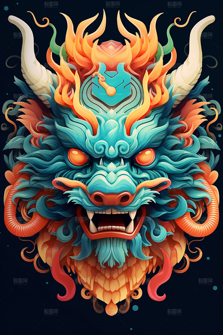 立体龙头彩色新年效果图
