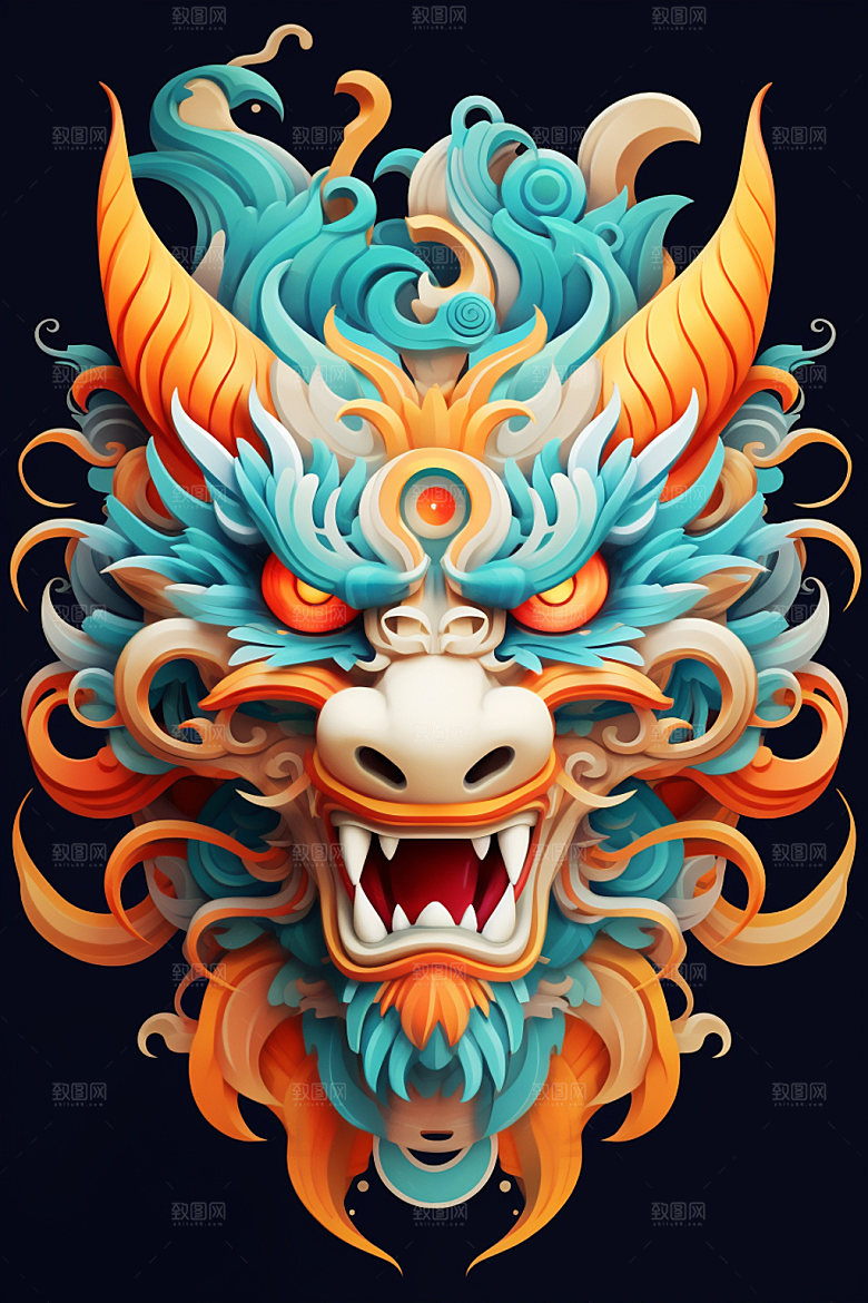 立体龙头新年龙年效果图