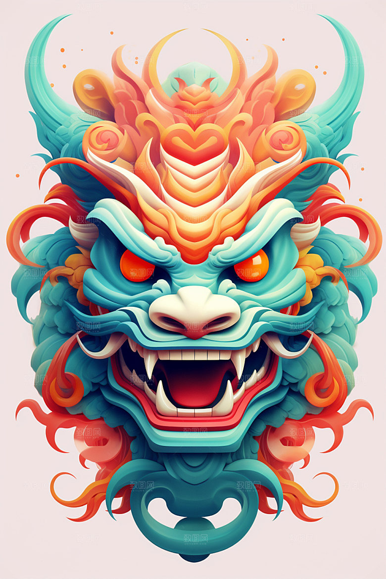 立体龙头生肖龙新年效果图