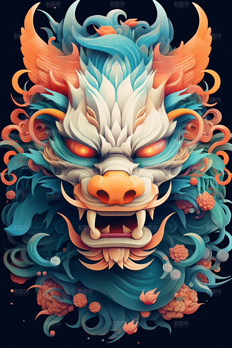 立体龙头彩色龙年效果图