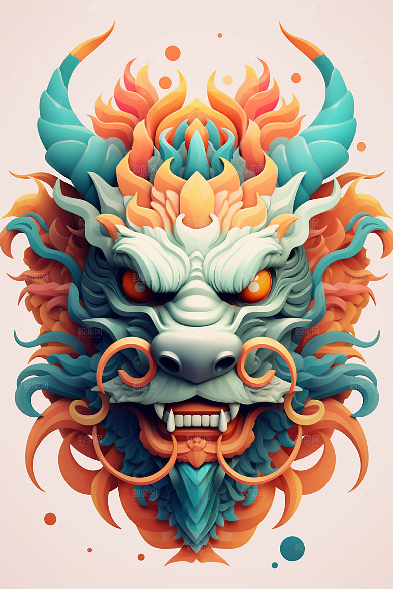 立体龙头春节龙年效果图
