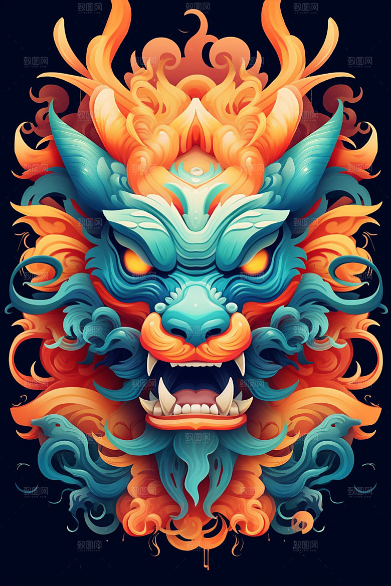 立体龙头龙年新年效果图