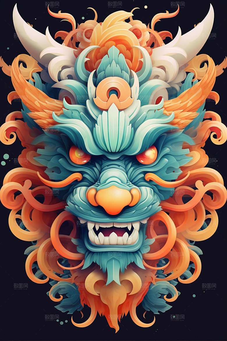 立体龙头彩色3D效果图
