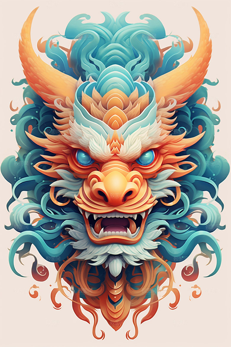 立体龙头龙年喜庆效果图