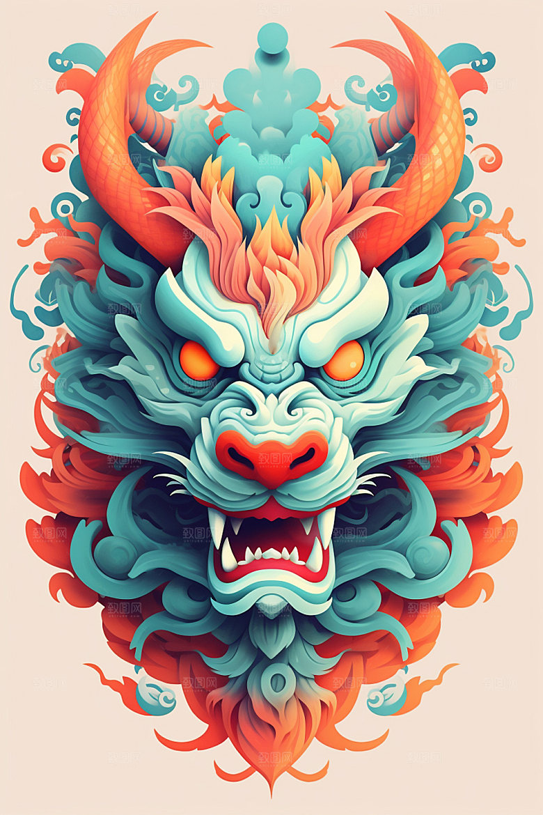 立体龙头十二生肖新年效果图