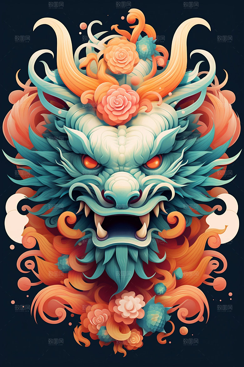 立体龙头生肖龙新年效果图