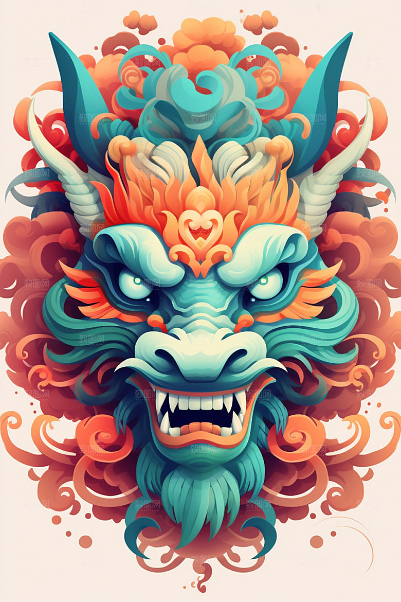 立体龙头龙年喜庆效果图