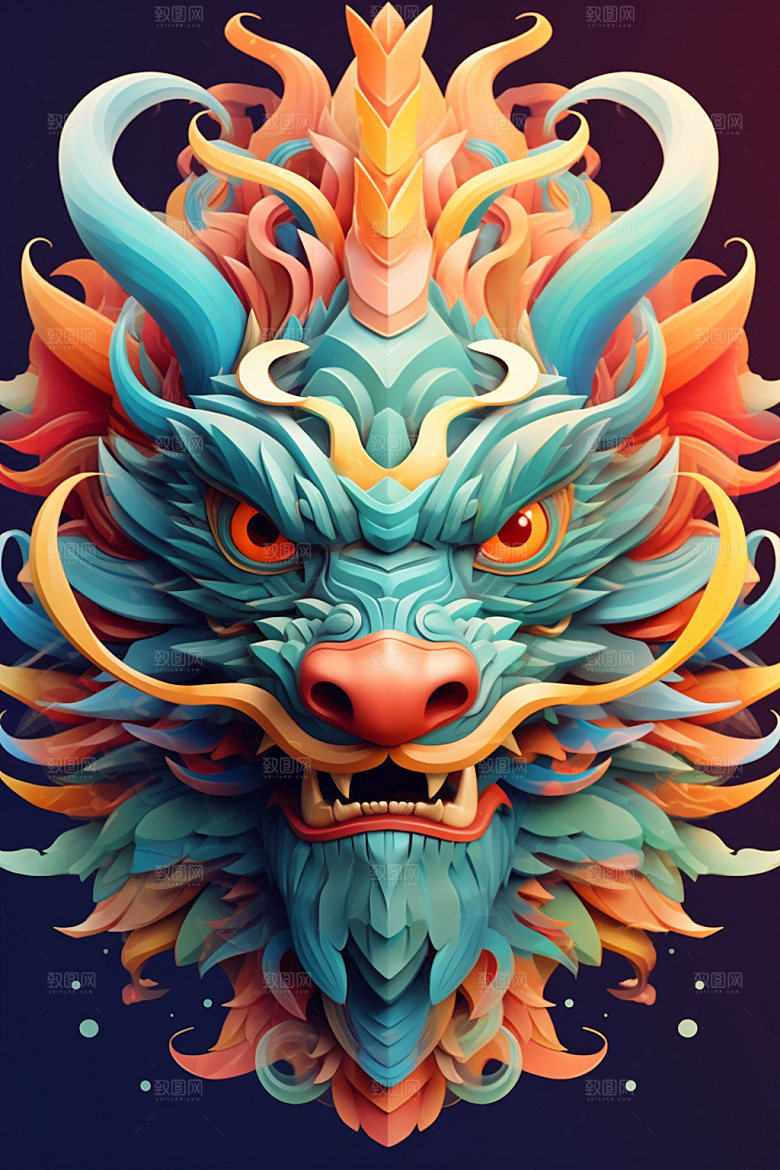 立体龙头3D喜庆效果图