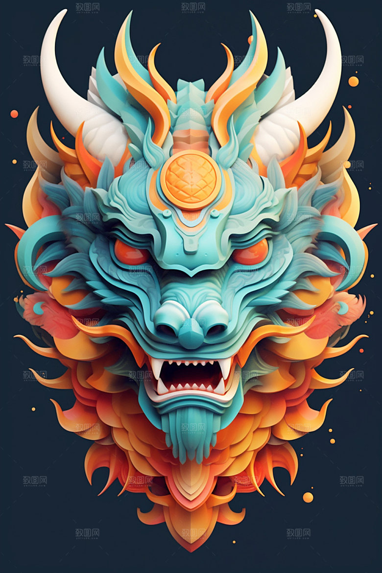 立体龙头新年龙年效果图
