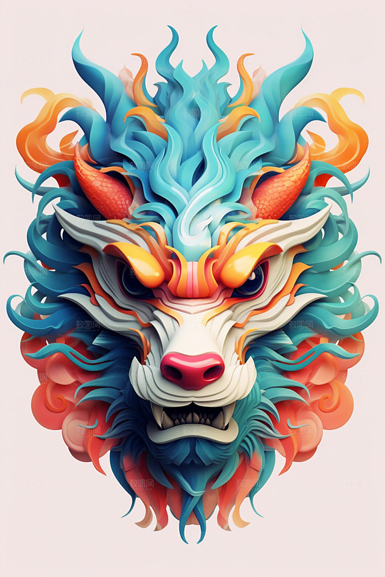 立体龙头3D喜庆效果图