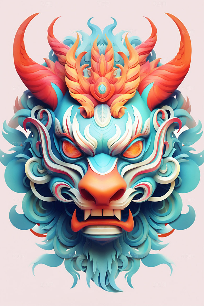 立体龙头彩色3D效果图
