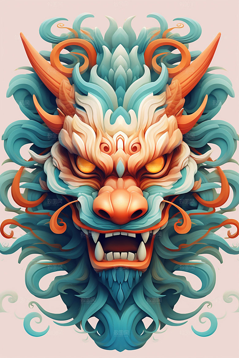 立体龙头3D龙年效果图