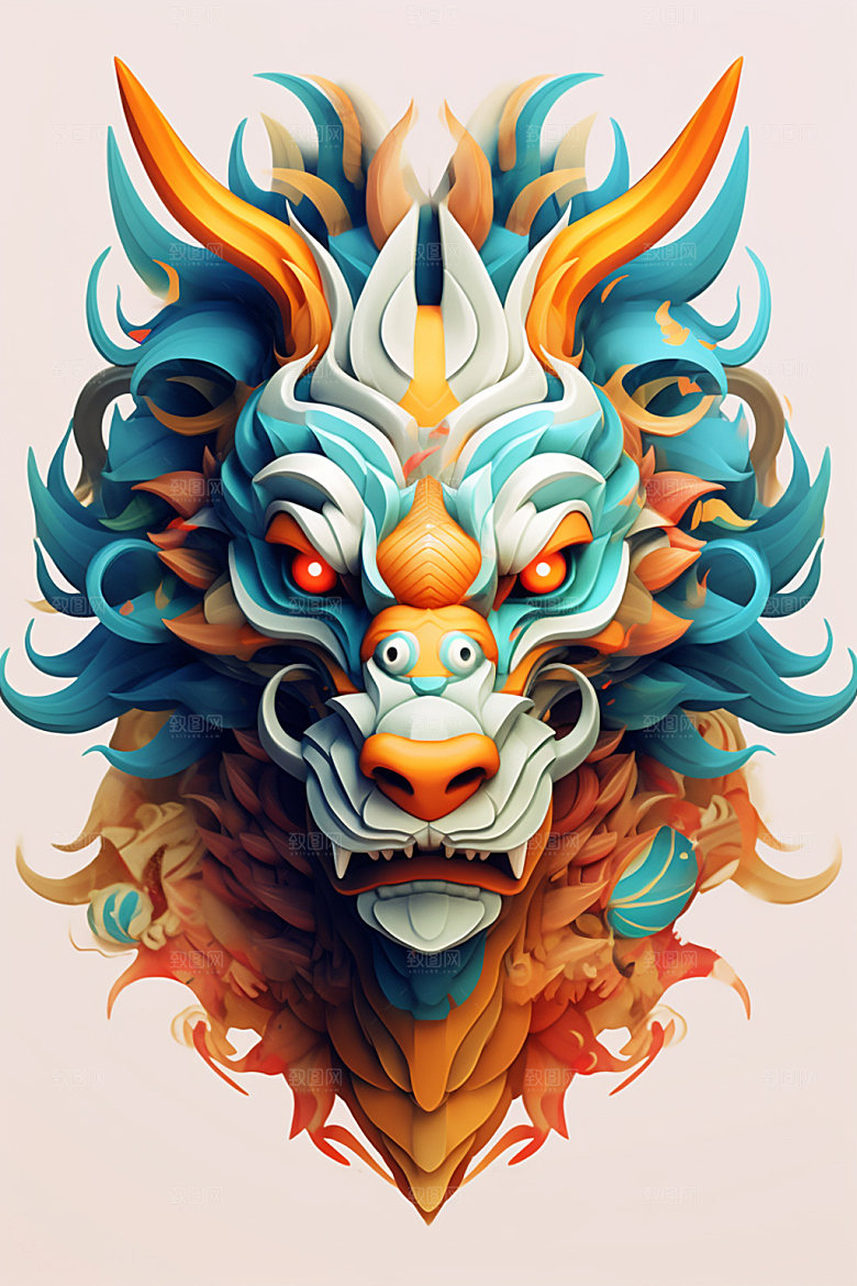立体龙头3D春节效果图