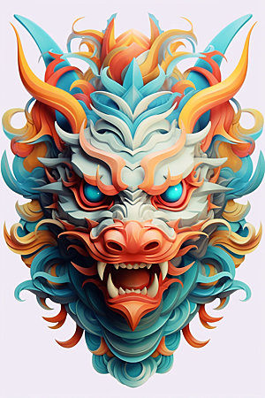 立体龙头彩色3D效果图