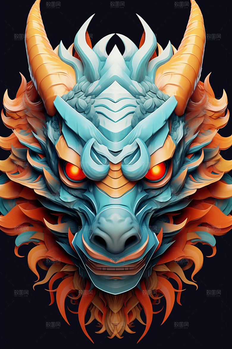 立体龙头龙年3D效果图