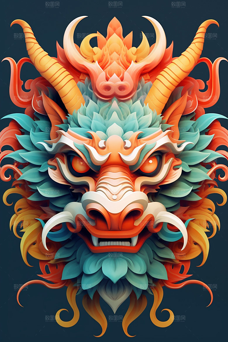 立体龙头龙年十二生肖效果图