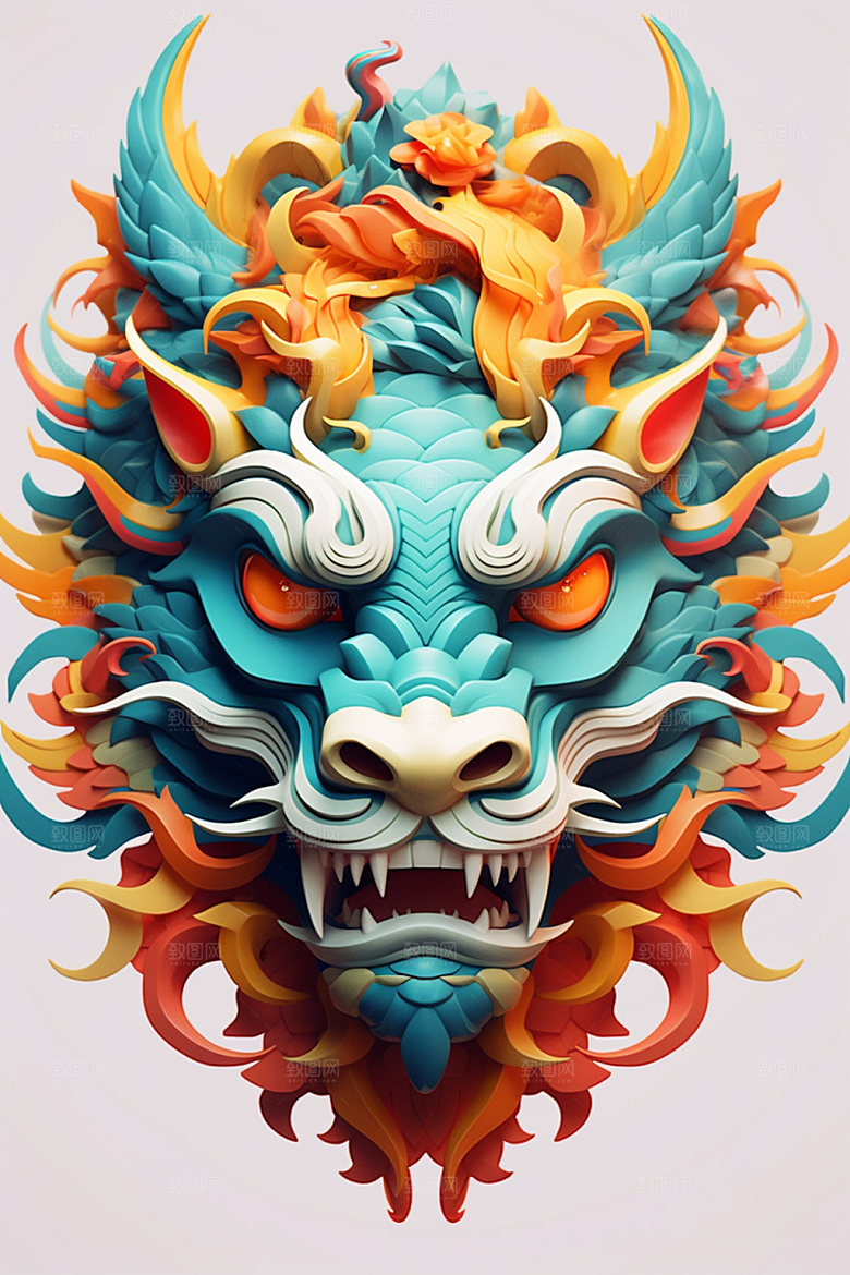 立体龙头新年龙年效果图
