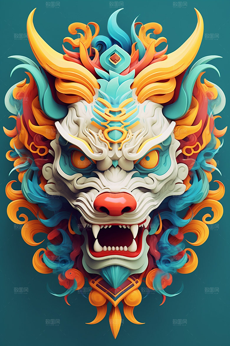 立体龙头龙年3D效果图