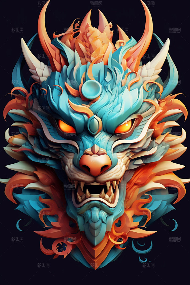 立体龙头春节新年效果图