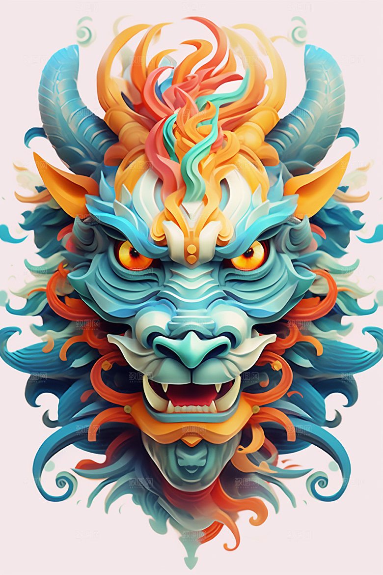 立体龙头3D龙年效果图