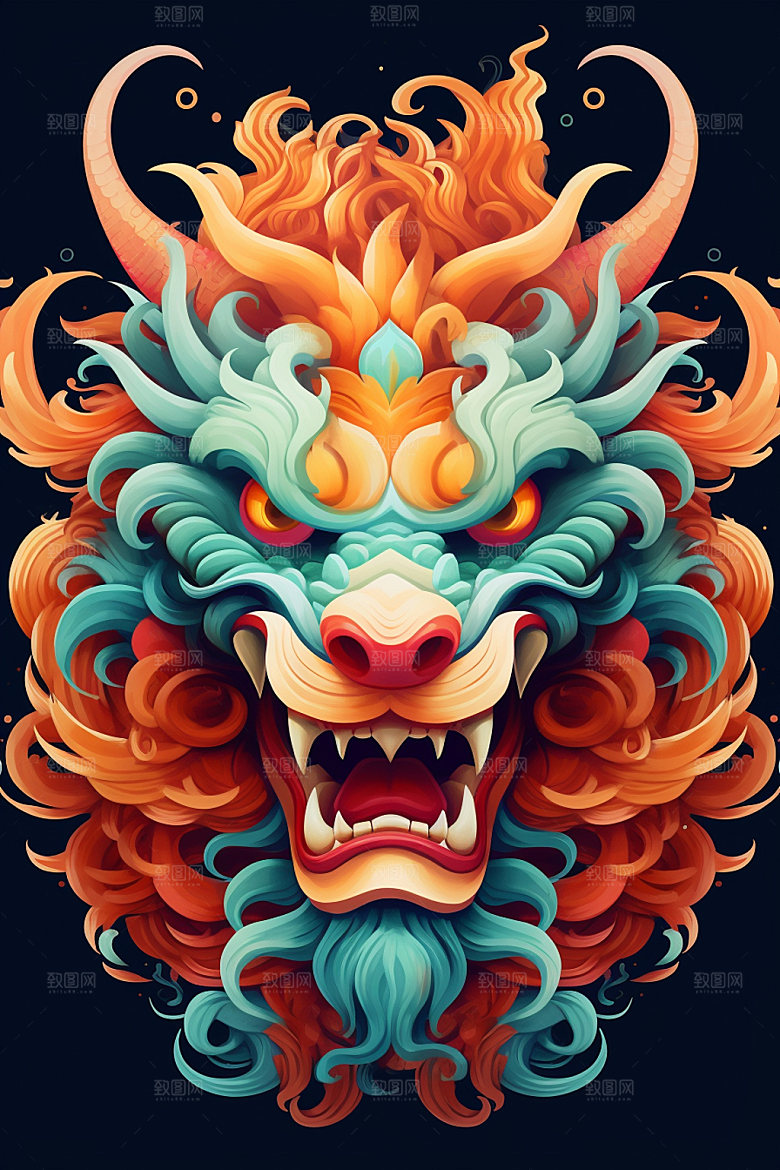 立体龙头喜庆3D效果图