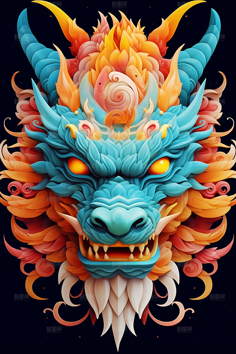 立体龙头新年喜庆效果图