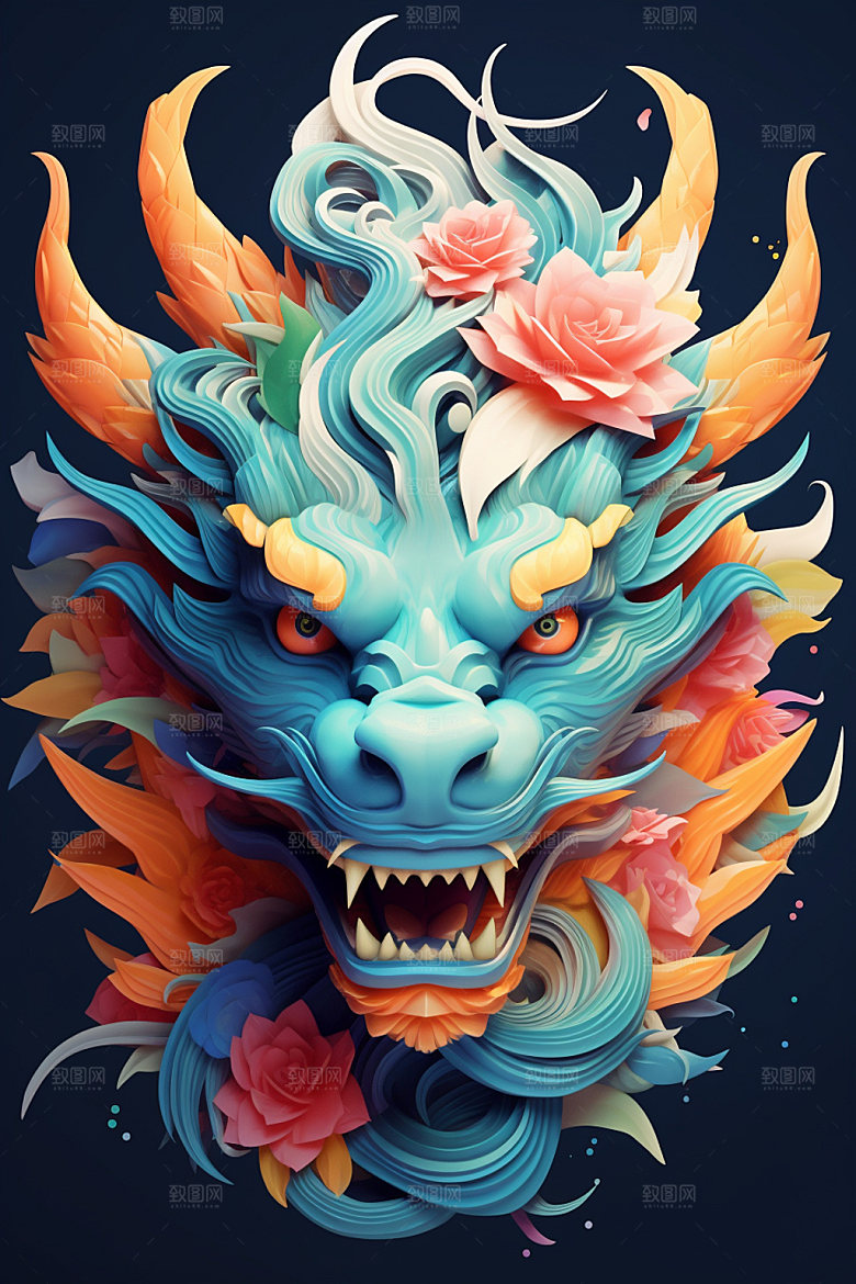 立体龙头春节龙年效果图