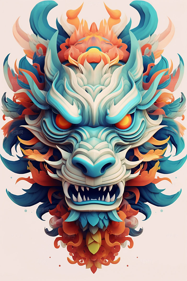 立体龙头彩色新年效果图