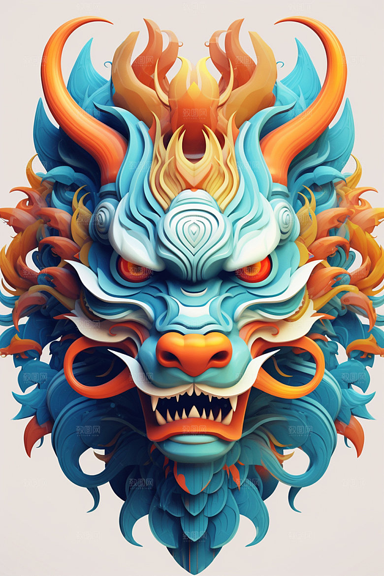 立体龙头3D彩色效果图