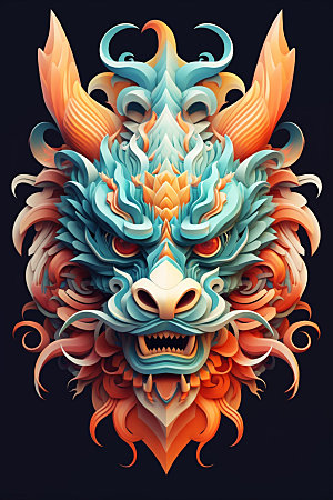 立体龙头龙年彩色效果图