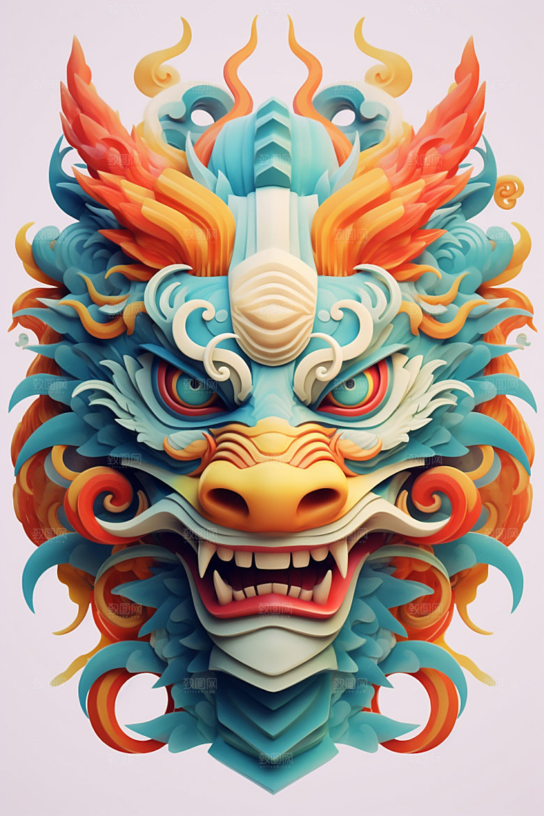 立体龙头生肖龙春节效果图