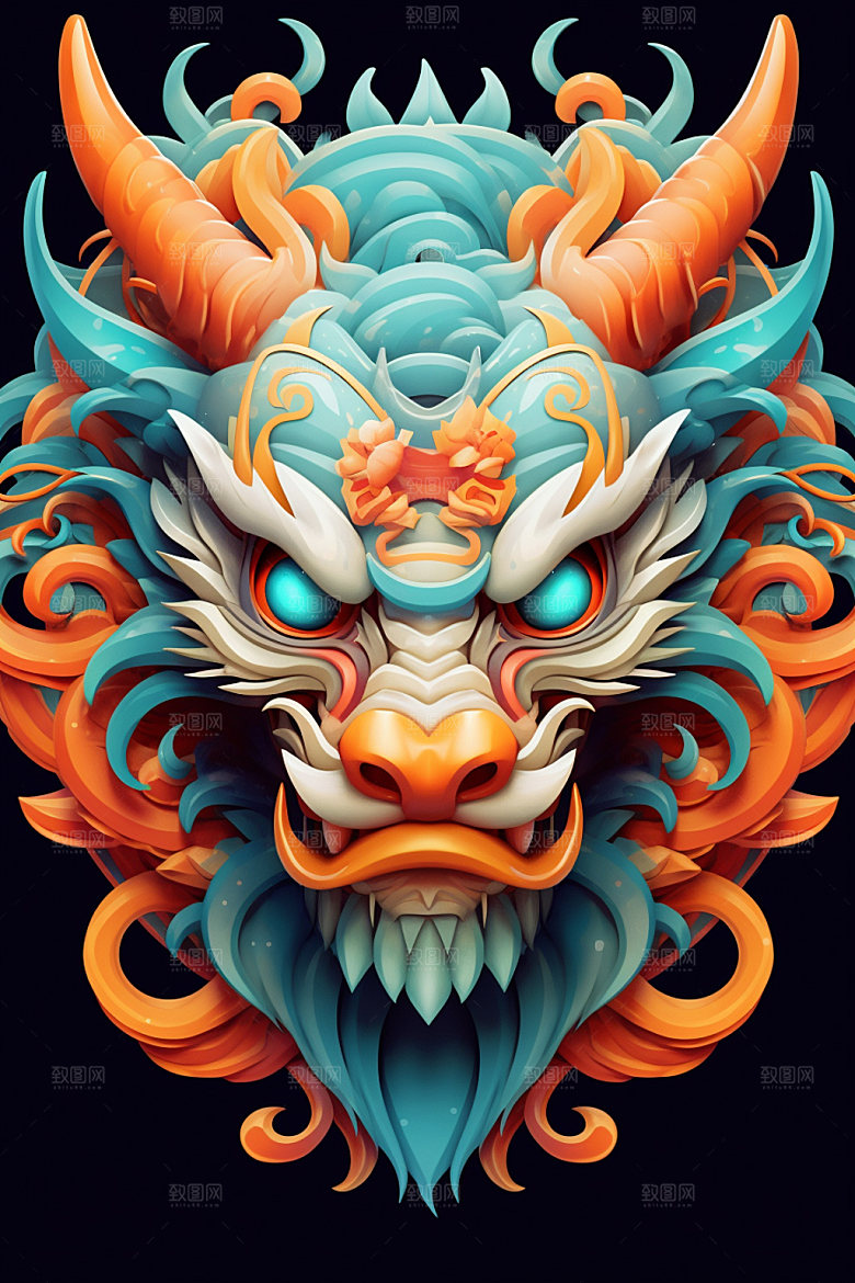 立体龙头3D龙年效果图