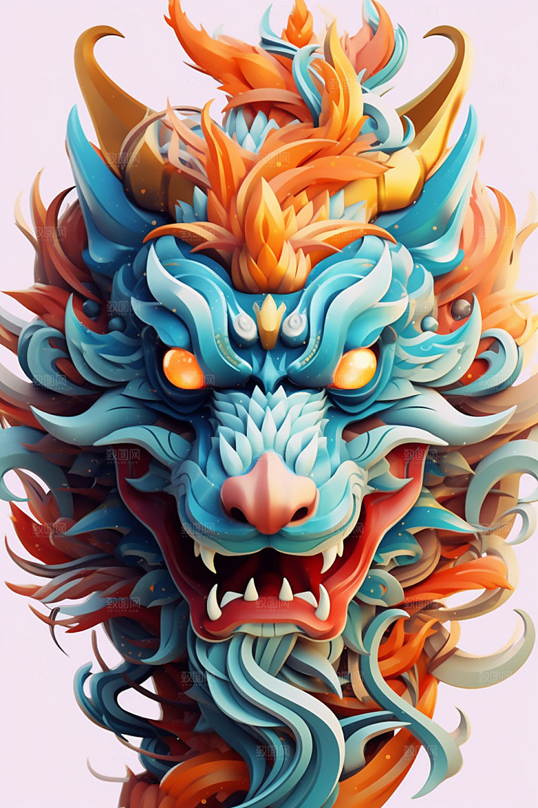 立体龙头彩色龙年效果图