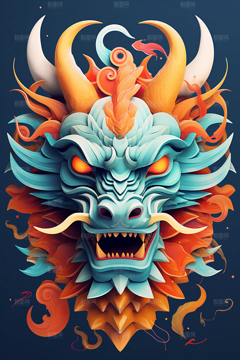 立体龙头3D龙年效果图
