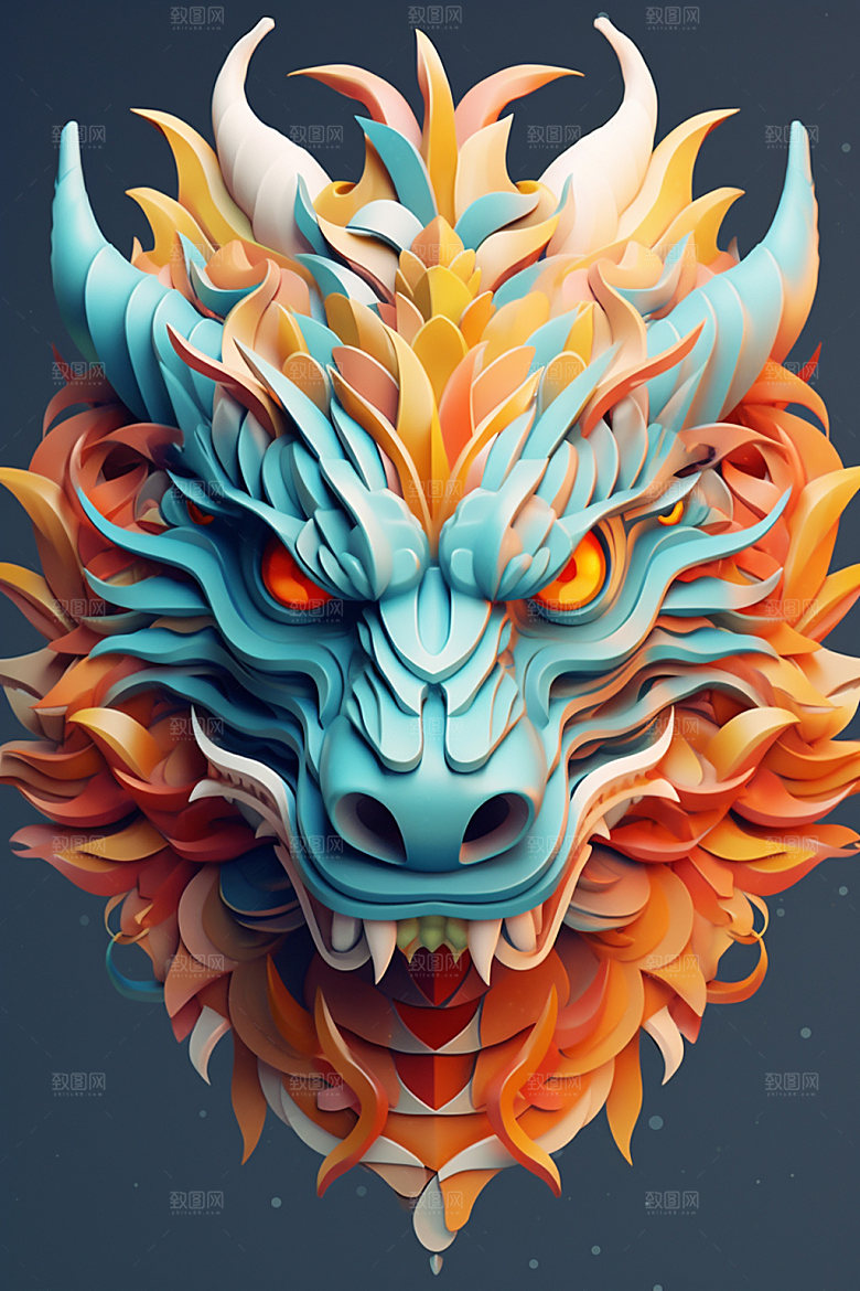 立体龙头十二生肖3D效果图