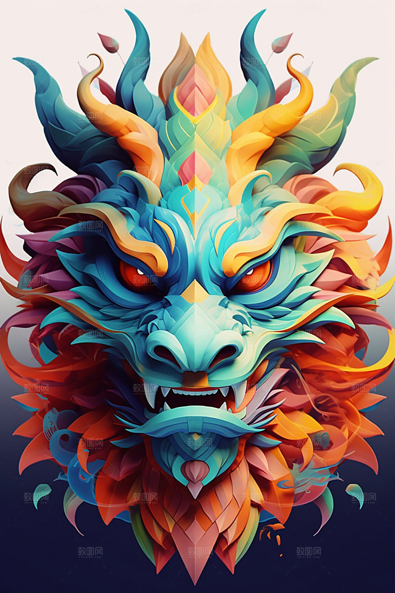 立体龙头龙年新年效果图