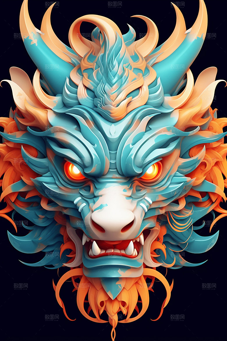立体龙头生肖龙新年效果图
