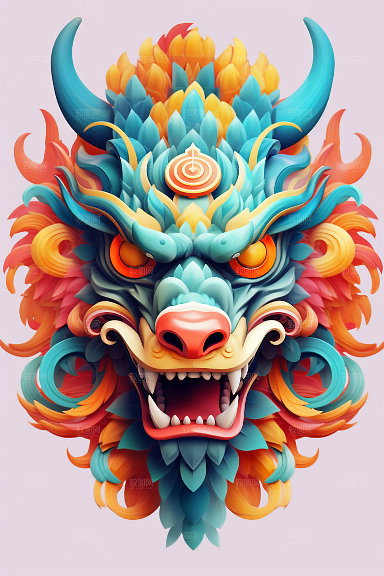 立体龙头3D喜庆效果图