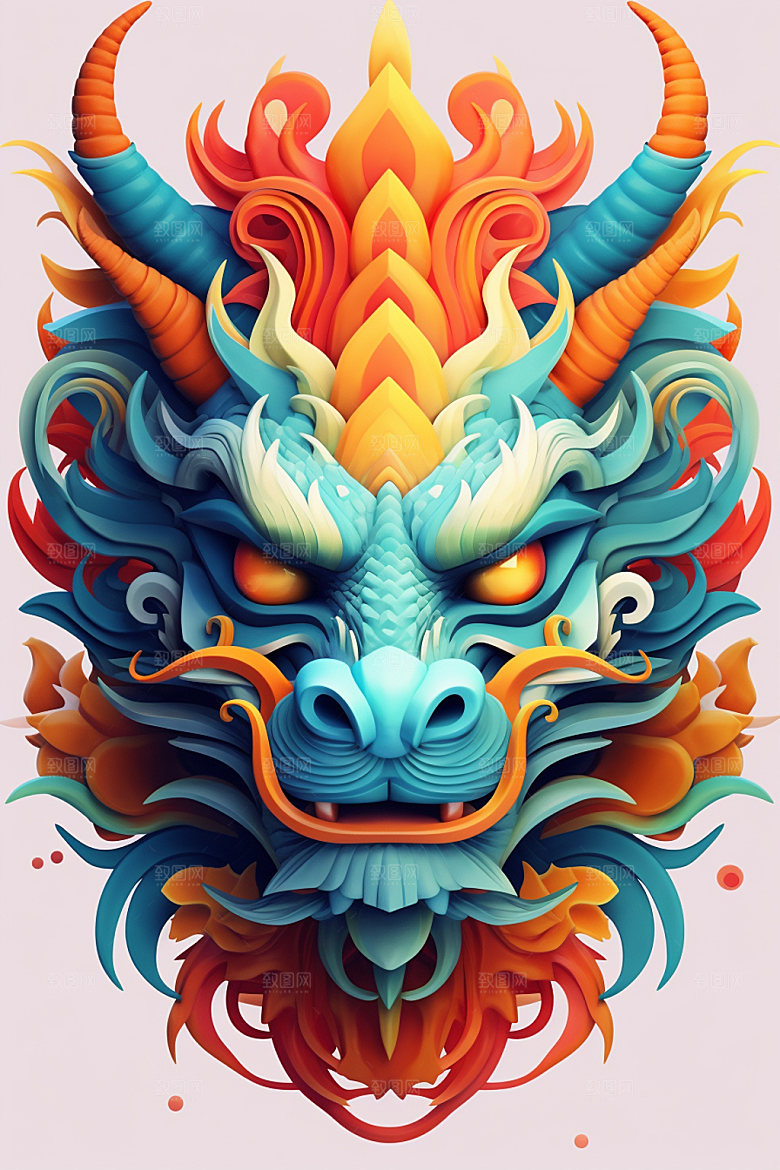 立体龙头春节3D效果图