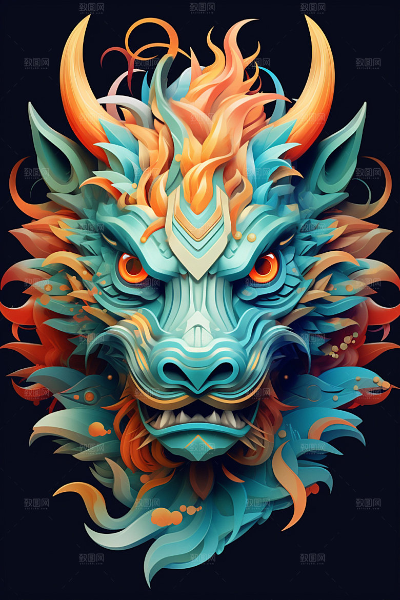 立体龙头3D喜庆效果图