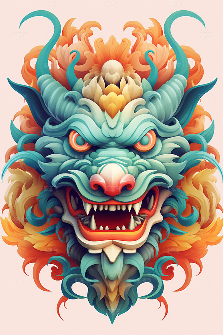 立体龙头龙年新年效果图